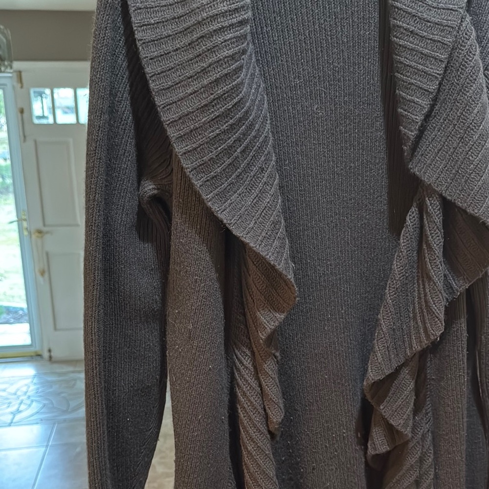 Black Ruffled Cardigan - Picture 3 of 5